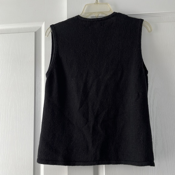 Designs Originals Studio Joy Sweater Vest Black with Red Poinsettias on - Picture 3 of 6